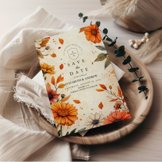 Rustikale Fall-Blume Save The Date