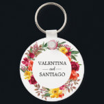 Rustikale Fall-Blütenblüte Gastgeschenk Hochzeit Schlüsselanhänger<br><div class="desc">Helle und farbenfrohe Blume im Herbst schaffen einen schönen und eleganten Kranz. Burgund-rote Rosen und hellgelbe,  orange und rot-grüne Blume</div>
