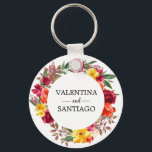 Rustikale Fall-Blütenblüte Gastgeschenk Hochzeit Schlüsselanhänger<br><div class="desc">Helle und farbenfrohe Blume im Herbst schaffen einen schönen und eleganten Kranz. Burgund-rote Rosen und hellgelbe,  orange und rot-grüne Blume</div>