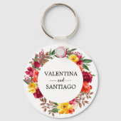 Rustikale Fall-Blütenblüte Gastgeschenk Hochzeit Schlüsselanhänger (Vorderseite)