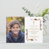 Rustikale Fall Boho Elegante Foto-Bestätigung Dankeskarte (Stehend Vorderseite)