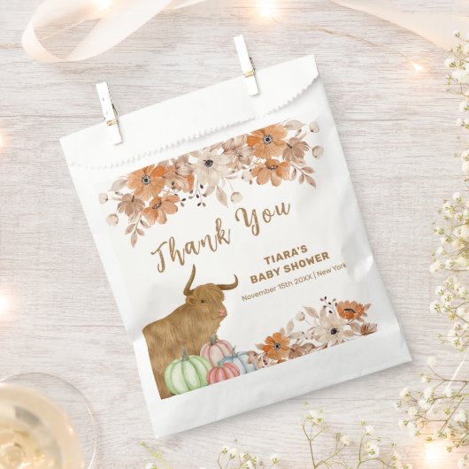 Rustikale Fall Boho Floral Highland Kuh Baby Dusch Geschenktütchen (Ausgeschnitten)