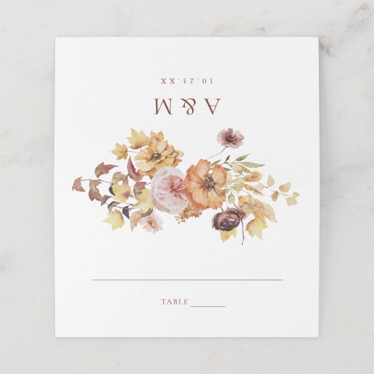 Rustikale Fall-Flora-Hochzeit geflochtene Platzkar Platzkarte (Außenseite Aufgefaltet)