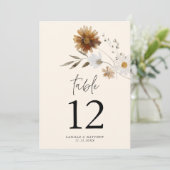 Rustikale Fall-Flora-Tischnummer Einladung (Stehend Vorderseite)