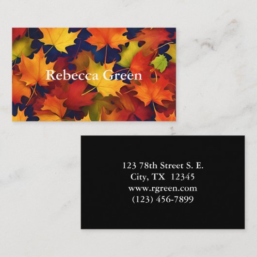 Rustikale Fall Foliage Business Card Visitenkarte (Vorne/Hinten)