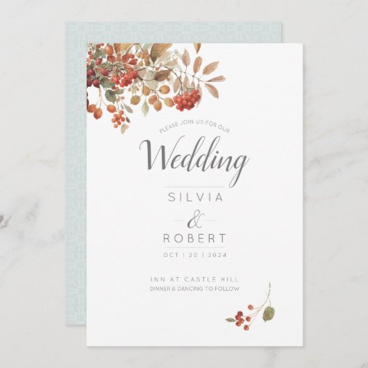 Rustikale Fall-Foliage Einladung (Vorne/Hinten)