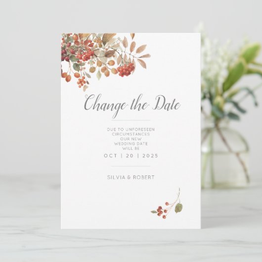 Rustikale Fall-Foliage Save The Date (Stehend Vorderseite)
