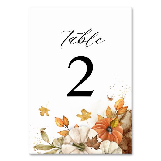 Rustikale Fall-Foliage Tischnummer (Vorderseite)
