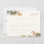 Rustikale Fall Grüne Blätter Foliage Wedding RSVP Karte (Vorderseite)