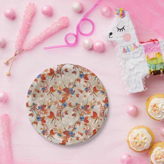 Rustikale Fall-Herbst-Blumen-Blumenmuster Pappteller (Party)