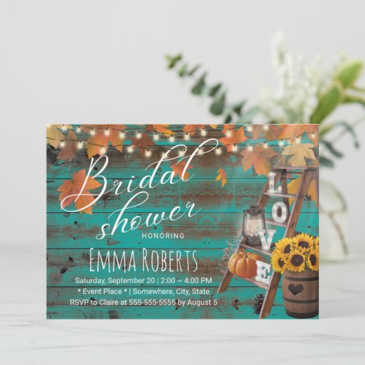 Rustikale Fall Liebe Wine Barrel Brautparty Einladung (Stehend Vorderseite)