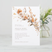 Rustikale Fall Orange & Brown Floral Kraft Hochzei Einladung (Stehend Vorderseite)