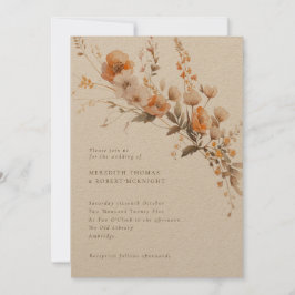 Rustikale Fall Orange & Brown Floral Kraft Hochzei Einladung