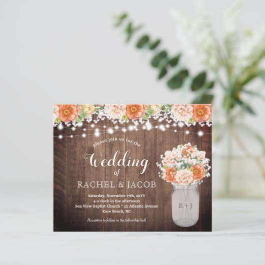 Rustikale Fall Orange Mason Jar Lights Hochzeit (Stehend Vorderseite)