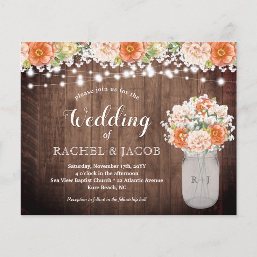 Rustikale Fall Orange Mason Jar Lights Hochzeit (Vorderseite)