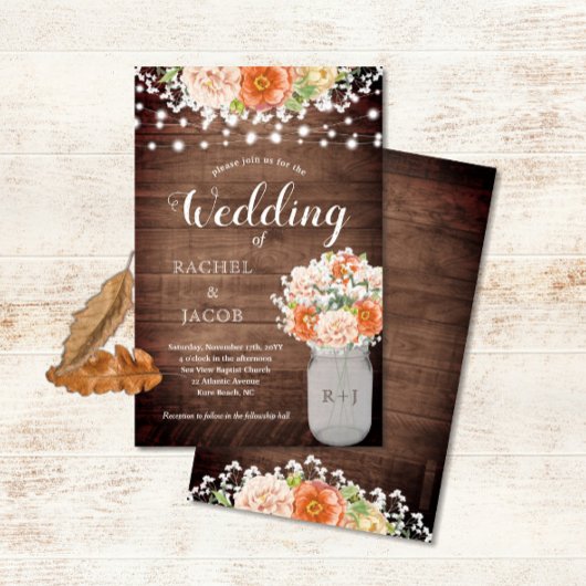 Rustikale Fall Orange Mason Jar Lights Hochzeit