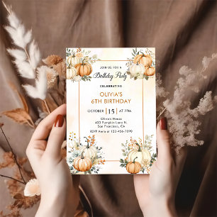 Rustikale Fall Pumpkin Floral Geburtstagsparty Einladung