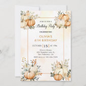 Rustikale Fall Pumpkin Floral Geburtstagsparty Einladung (Vorderseite)