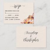 Rustikale Fall Pumpkin Hochzeit mit Mahlzeiten Opt Begleitkarte (Vorne/Hinten)