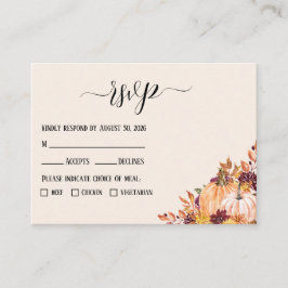 Rustikale Fall Pumpkin Hochzeit mit Mahlzeiten Opt Begleitkarte