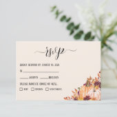 Rustikale Fall Pumpkin Hochzeit mit Mahlzeiten Opt RSVP Karte (Stehend Vorderseite)