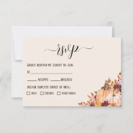 Rustikale Fall Pumpkin Hochzeit mit Mahlzeiten Opt RSVP Karte
