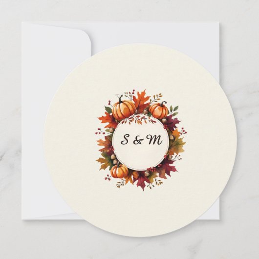 Rustikale Fall Pumpkin Round Save the Date Card (Rückseite)