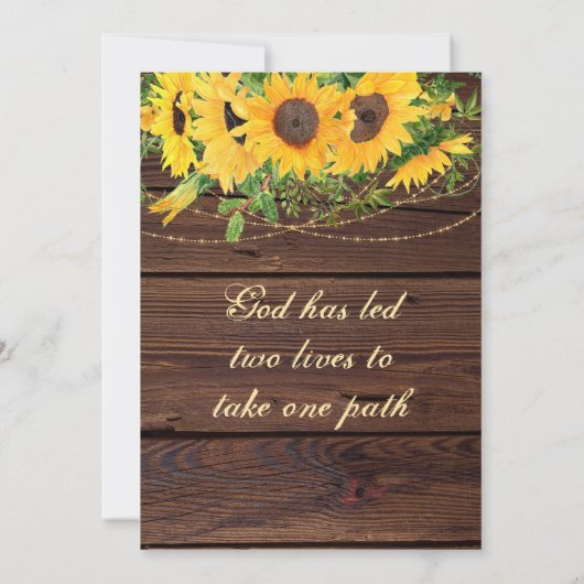 Rustikale Fall Sonnenblumen Holz Inspiration Hochz Save The Date (Rückseite)