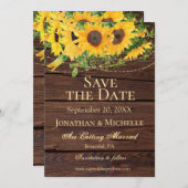 Rustikale Fall Sonnenblumen Holz Inspiration Hochz Save The Date (Vorne/Hinten)