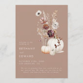 Rustikale Fall Taupe Blumenkürbis Hochzeit Programm (Vorderseite)