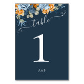 Rustikale Fall Terracotta Navy Blau und Rost Hochz Tischnummer (Vorderseite)