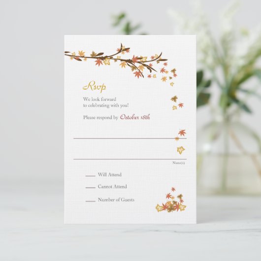 Rustikale Fall-UAwg-Abschlusskarte RSVP Karte (Stehend Vorderseite)