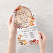 Rustikale Fall-Wald-Waldtiere Kinderdusche All In One Einladung (Abreißen)