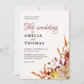 Rustikale Fall warme Wasserfarbe Blumenstrauß Hoch Einladung (Vorderseite)