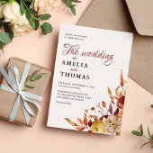 Rustikale Fall warme Wasserfarbe Blumenstrauß Hoch Einladung