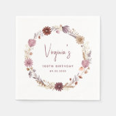 Rustikale Fall Wildblume Floral 100. Geburtstag Serviette (Vorderseite)