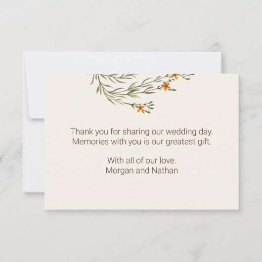 Rustikale Fall-Wildblumen mit Holzschnitzereien Dankeskarte (Rückseite)