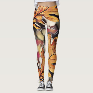 Rustikale Falleiche, orange gelb Leggings
