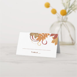 Rustikale Fallende Blätter Herbsthochzeit Platzkarte