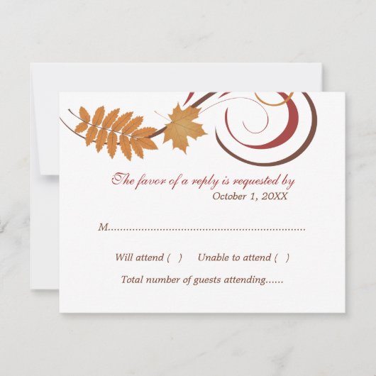 Rustikale Fallende Blätter Hochzeit RSVP Karte (Vorderseite)