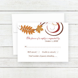 Rustikale Fallende Blätter Hochzeit RSVP Karte