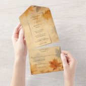 Rustikale Fallende Herbstreben All In One Einladung (Abreißen)