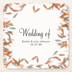 Rustikale fallende Pampas-Blatt-Hochzeit  Rechteckiger Pappuntersetzer