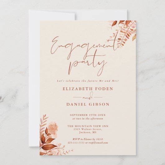 Rustikale Falles-Engagement-Partei Einladung (Vorderseite)