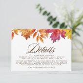 Rustikale Falling-Blätter Details zur Herbsthochze Begleitkarte (Stehend Vorderseite)