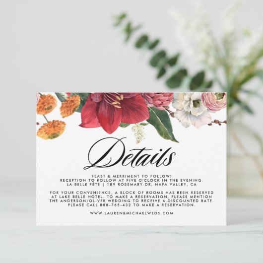 Rustikale Falling-Blätter Details zur Herbsthochze Begleitkarte (Stehend Vorderseite)