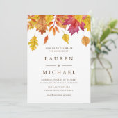 Rustikale Falling Blätter Garland Herbsthochzeit Einladung (Stehend Vorderseite)
