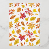 Rustikale Falling Blätter Garland Herbsthochzeit Folieneinladung (Rückseite)
