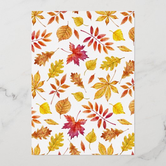 Rustikale Falling Blätter Garland Herbsthochzeit Folieneinladung (Rückseite)