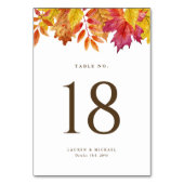 Rustikale Falling Blätter Garland Herbsthochzeit Tischnummer (Vorderseite)